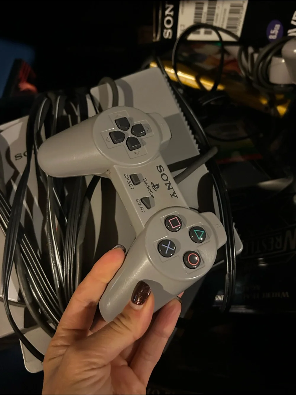 Sony PlayStation Classic Console in Light Gray with Memory Card and controller